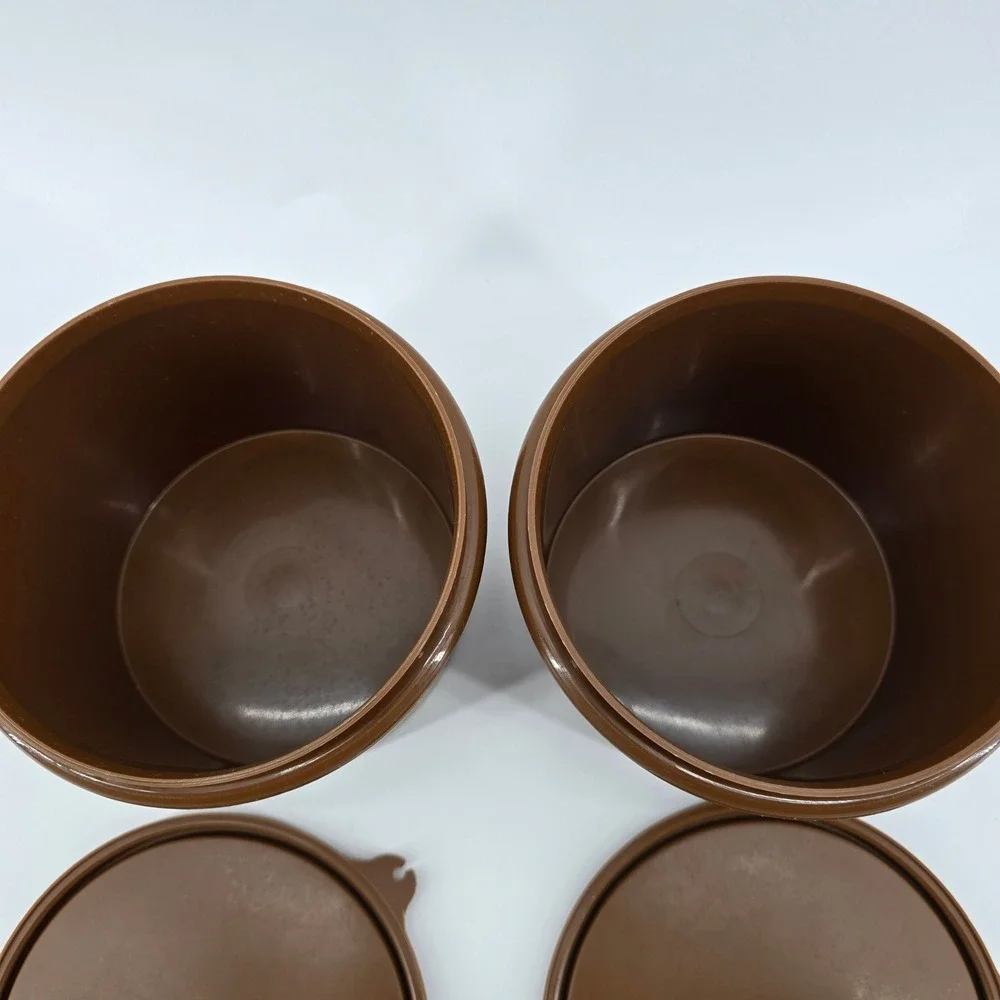 Tupperware Canister Set Vintage Tea Coffee Brown Small 2pc